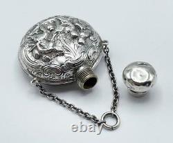 VICTORIAN SILVER SCENT FLASK c1890 CONTINENTAL