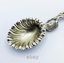 VICTORIAN SILVER SUGAR SPOON London 1852 NOVELTY FANTASY LILY POND