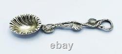 VICTORIAN SILVER SUGAR SPOON London 1852 NOVELTY FANTASY LILY POND