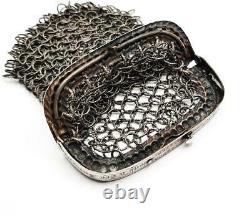 VICTORIAN SOLID SILVER CHATELAINE MESH PURSE c1860 MR A NICHOLSON HARBOUR MASTER