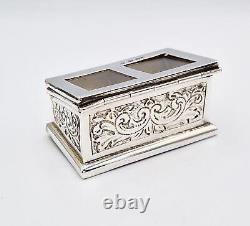 VICTORIAN STERLING SILVER DOUBLE STAMP BOX Birmingham 1895