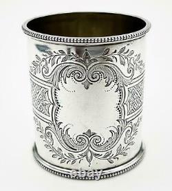 VICTORIAN STERLING SILVER Engraved 1/3 PINT CHRISTENING MUG / CUP Sheffield 1876