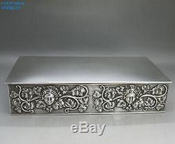 VICTORIAN STUNNING SOLID STERLING SILVER CIGAR / CIGARETTE BOX HW&Co LONDON 1899