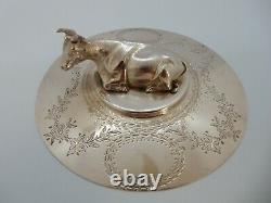 VICTORIAN Solid SILVER COW Butter Dish FINIAL & LID, Sheffield 1867