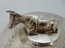 VICTORIAN Solid SILVER COW Butter Dish FINIAL & LID, Sheffield 1867