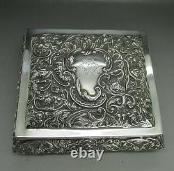 VICTORIAN WONDERFUL LARGE HEAVY SOLID SILVER EMBOSSED JEWELLERY BOX 702g 1897
