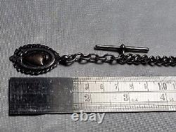 Very Long Antique Victorian Heavy Duty Sterling Silver Pocket Watch Albert Chain