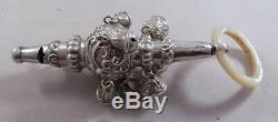 Very Nice Antique Sterling Silver 8 Bell Baby Rattle 1907