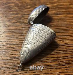 Very RARE Victorian NOVELTY Silver SALMON Vesta, William Oliver, Birmingham 1892