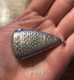 Very RARE Victorian NOVELTY Silver SALMON Vesta, William Oliver, Birmingham 1892