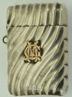 Very rare&unusual Victorian fancy silver&gold MEMENTO MORI SKULL Vesta Case