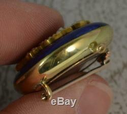 Victorian 15ct Gold Enamel & Pearl Mourning Brooch t0549