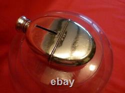 Victorian 1871 Solid Silver & Glass Oval Hip Flask By Specialist Maker Of Flasks