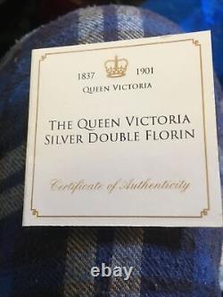 Victorian 1887 SOLID SILVER Double Florin EF/UNC, Weight 22.6 Grams, Boxed COA