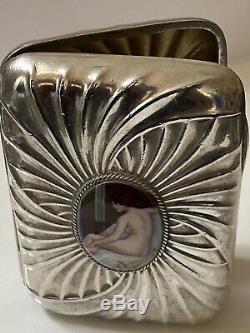 Victorian 1890 Solid Silver Erotic Cigarette Case Birmingham H. C. F 94.8g