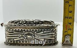Victorian 1891 Mappin & Webb Sterling Silver Repousse Trinket Box