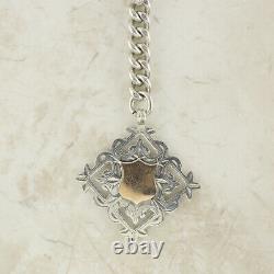 Victorian 925 sterling silver Albert chain T Bar and Fob