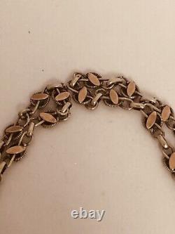 Victorian 9CT Solid Gold And Silver Infinity Longuard Muff Chain 55
