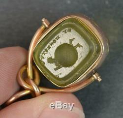 Victorian 9ct Gold Swivel Fob with Tbar Religious Intaglio t0433