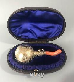 Victorian Aesthetic Movement Silver Gilt Babies Rattle William Summers 1884 AFEZ