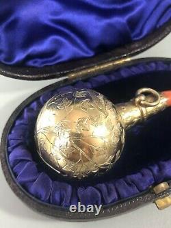 Victorian Aesthetic Movement Silver Gilt Babies Rattle William Summers 1884 AFEZ