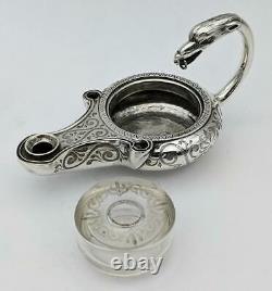 Victorian Ancient Roman Greco Revival Sterling Silver Inkwell 1845