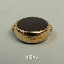 Victorian Antique 15 K Gold Carnelian & Bloodstone Swivel Watch Chain Fob 14.4 G
