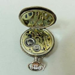 Victorian Antique. 935 Silver & Enamel Swiss Pocket Watch C. 1890 G. W. O