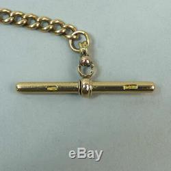 Victorian Antique 9 Ct Gold Graduated Kerb Link Pocket Watch Albert Chain C. 1900