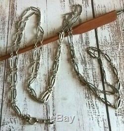 Victorian Antique Solid Silver 800 Large Long Guard Chain / Necklace 1890's