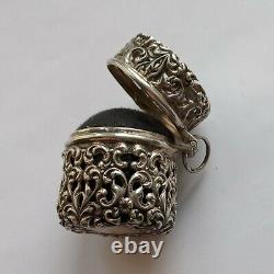 Victorian Antique Solid Silver Chatelaine Pin Cushion Hallmarked