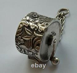 Victorian Antique Solid Silver Chatelaine Tape Measure Birmingham 1897