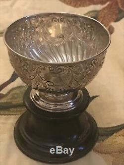 Victorian Antique Sterling Silver Repousse miniature bowl, Sheffield c. 1899