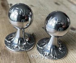 Victorian Art Nouveau Silver Ball Top Menu Holders Sheffield 1897