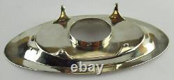 Victorian Asprey Silver Navette Shaped Inkwell Stand, London 1900