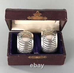 Victorian Boxed Silver Napkin Rings Josiah Williams London 1887 CEZX
