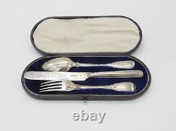 Victorian Boxed Sterling Silver Christening Cutlery Set Antique 1848 London