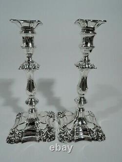 Victorian Candlesticks Antique Georgian Pair English Sterling Silver 1894