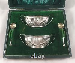 Victorian Cased Silver Salts William Devenport Birmingham 1901 BHZX