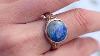 Victorian Chased Starry Night Lapis Lazuli Ring 10k Rose Gold