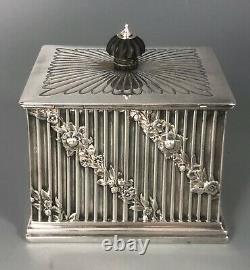 Victorian Chinese Style Silver Tea Caddy Horrace London 1889 278g BIEZX