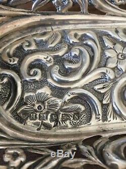 Victorian DHM Heavy Hallmarked Solid Silver Ornate Tray Chester 1831 81.26gr
