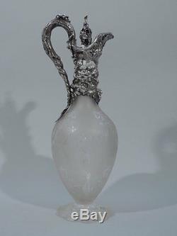 Victorian Decanter English Sterling & Crystal Charles Fox 1840