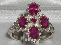 Victorian Design Solid English Sterling Silver Natural Ruby Ring