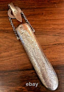 Victorian English Silver Glasses Spectacle Case Chatelaine Belt Clip London 1898