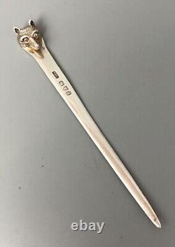 Victorian Fox Head Solid Silver Letter Opener Chester 1897 AAEZX