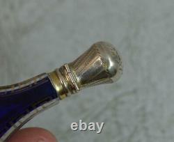Victorian French Silver & Cobalt Blue Glass Perfume Bottle Holder