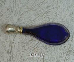 Victorian French Silver & Cobalt Blue Glass Perfume Bottle Holder