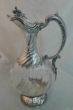 Victorian French Silver & Rock Crystal Claret Jug Edmond Tetard c 1880 A666517