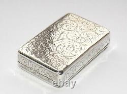 Victorian George Unite Solid Silver Sterling Snuff Box, Tobacco Box B'ham 1894